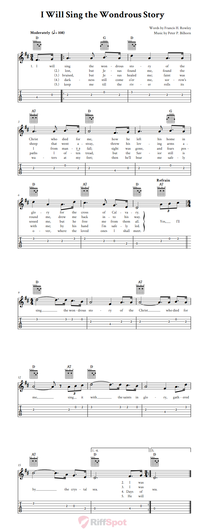 I Will Sing the Wondrous Story Guitar Tab