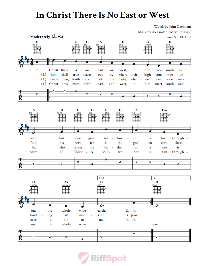 In Christ There Is No East or West Guitar Tab