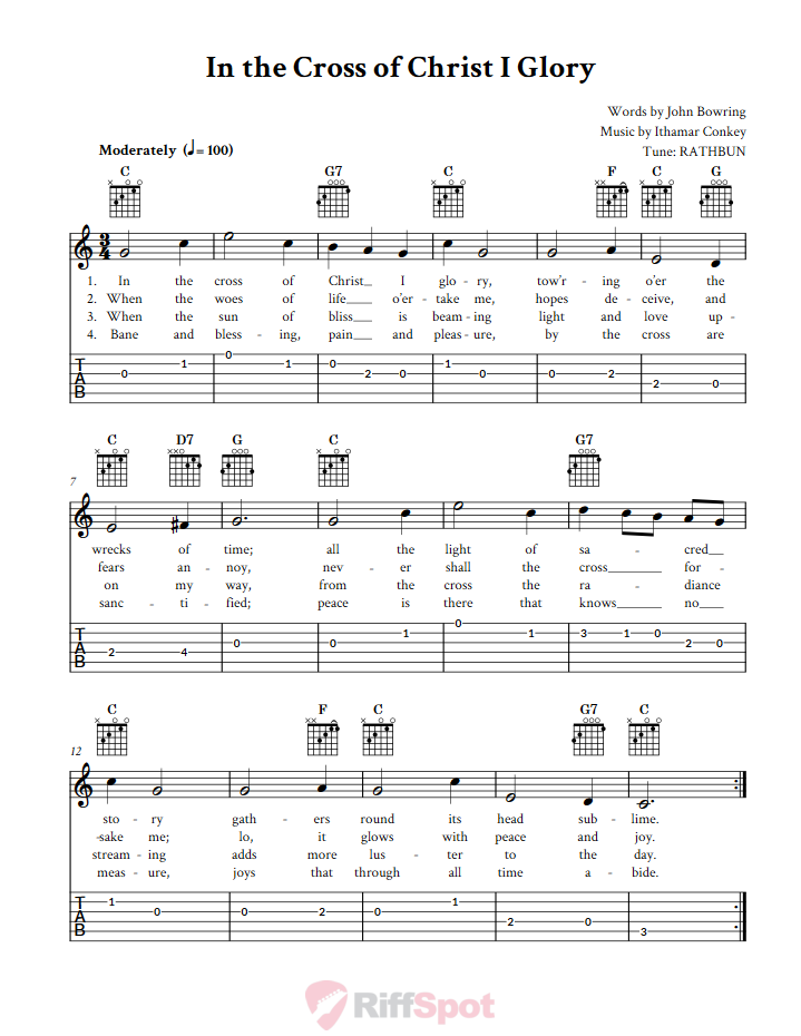 In the Cross of Christ I Glory Guitar Tab