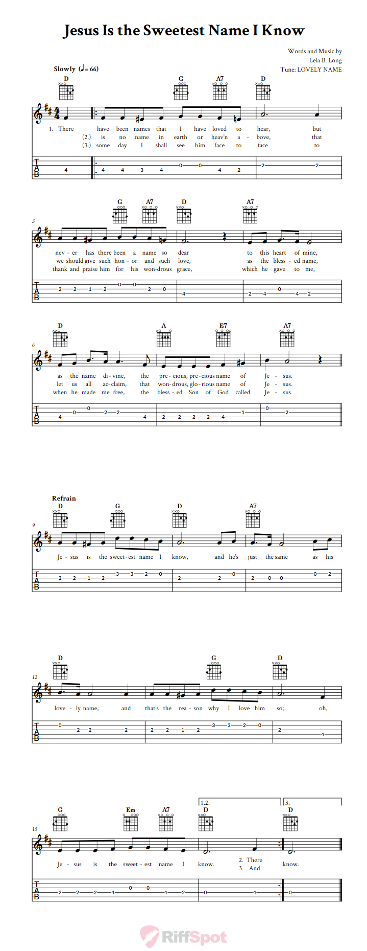 Jesus Is the Sweetest Name I Know Guitar Tab