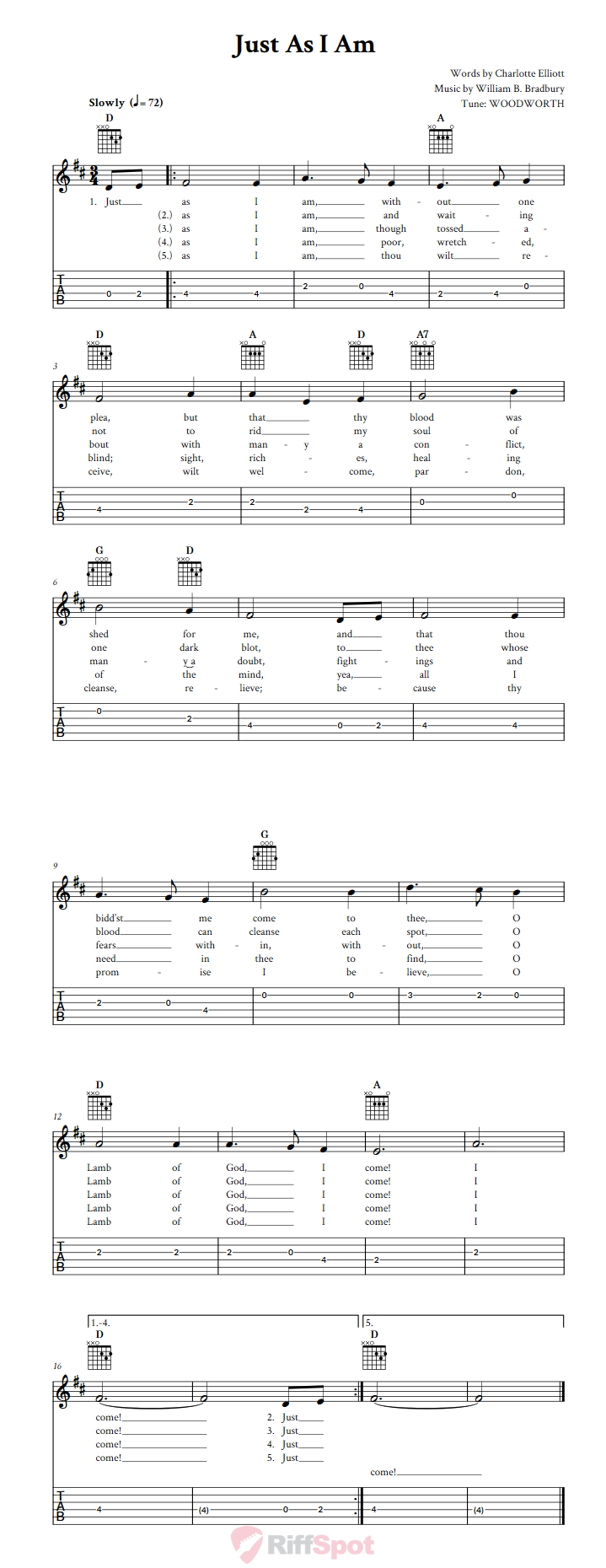 Just As I Am Guitar Tab