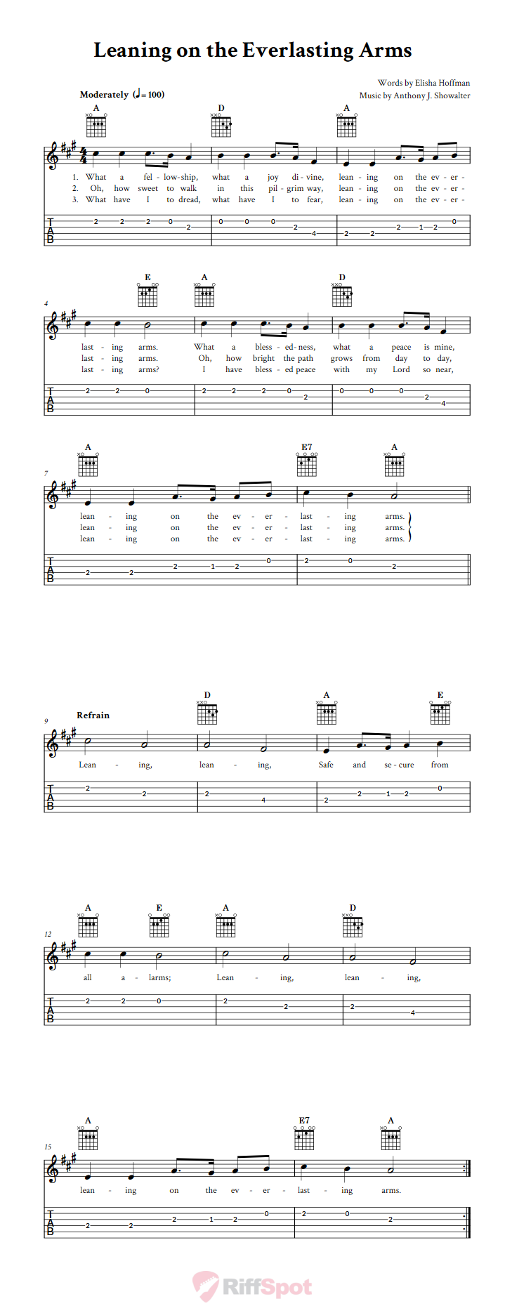 Leaning on the Everlasting Arms Guitar Tab