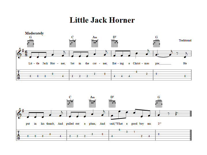Little Jack Horner Guitar Tab