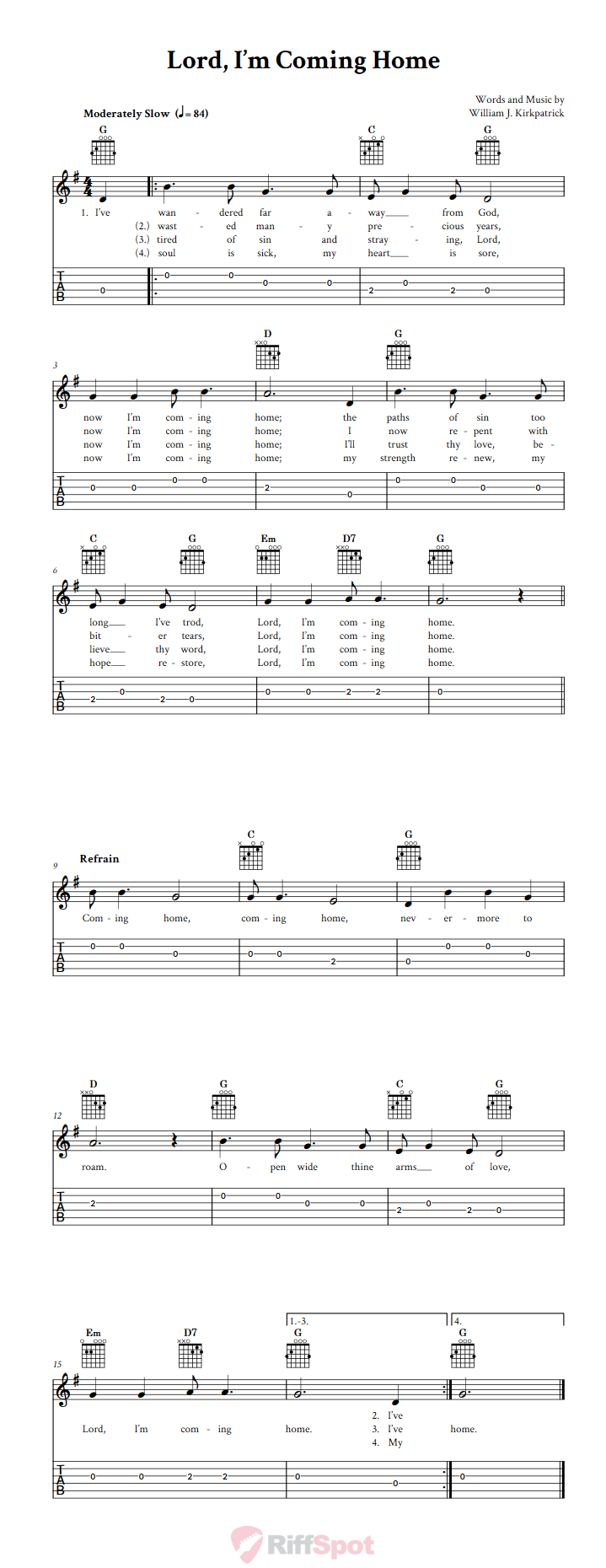 Lord, I'm Coming Home Guitar Tab