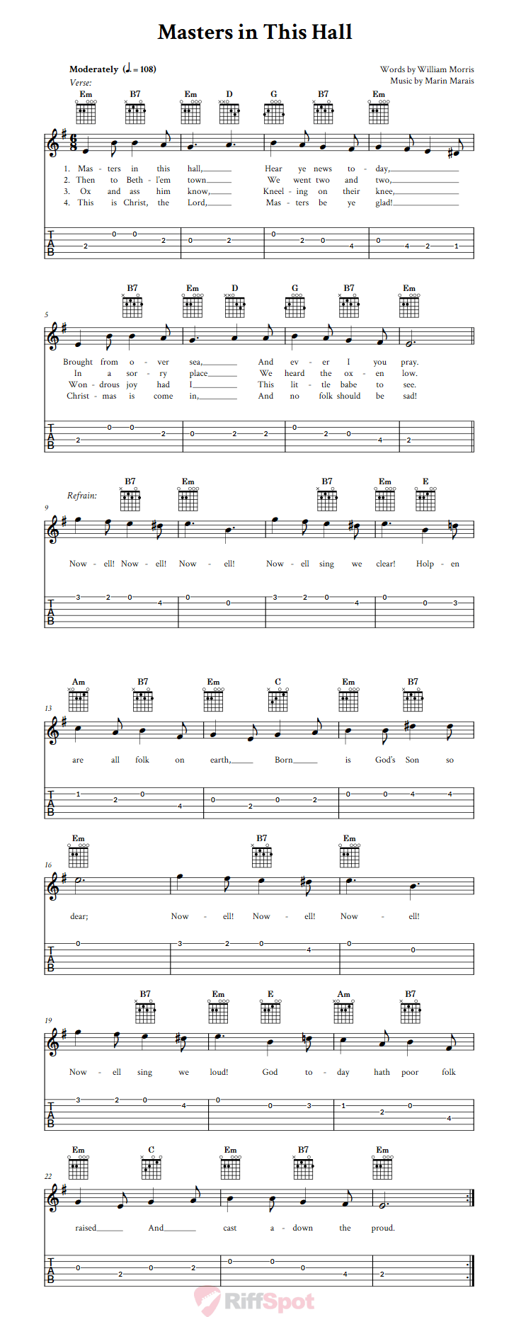 Masters in This Hall Guitar Tab