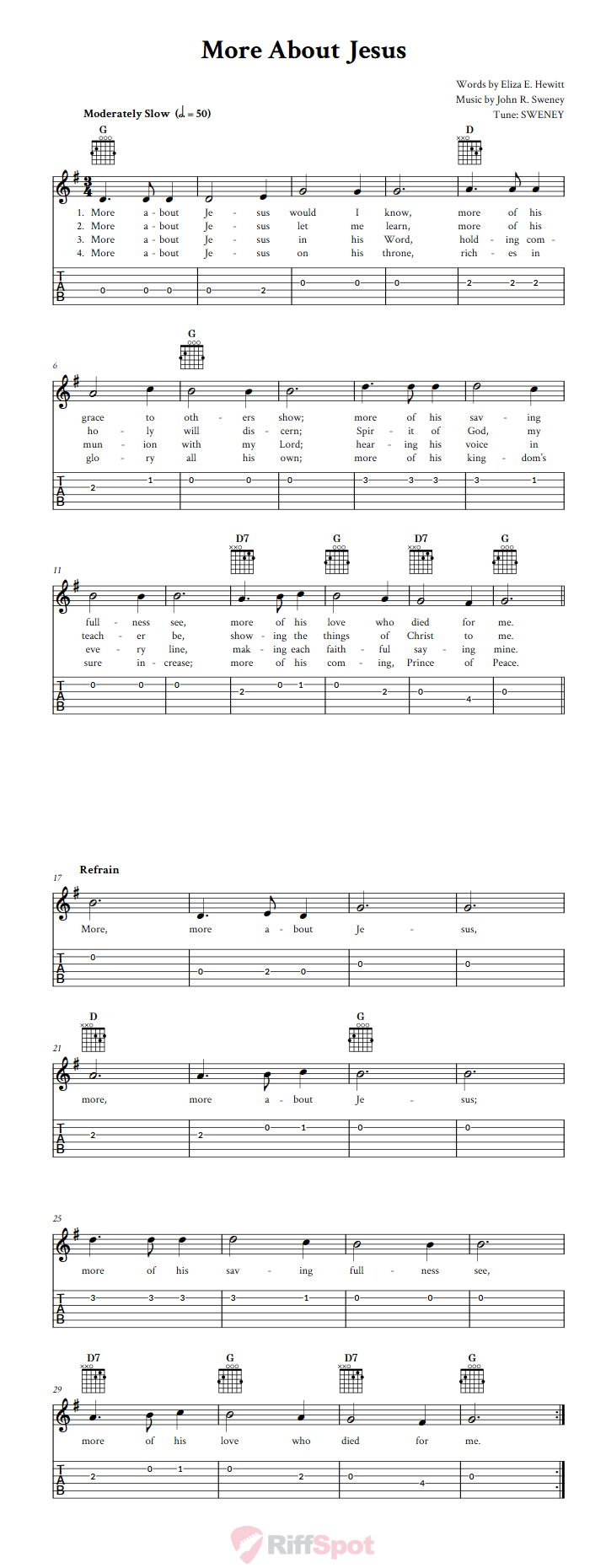 More About Jesus Guitar Tab