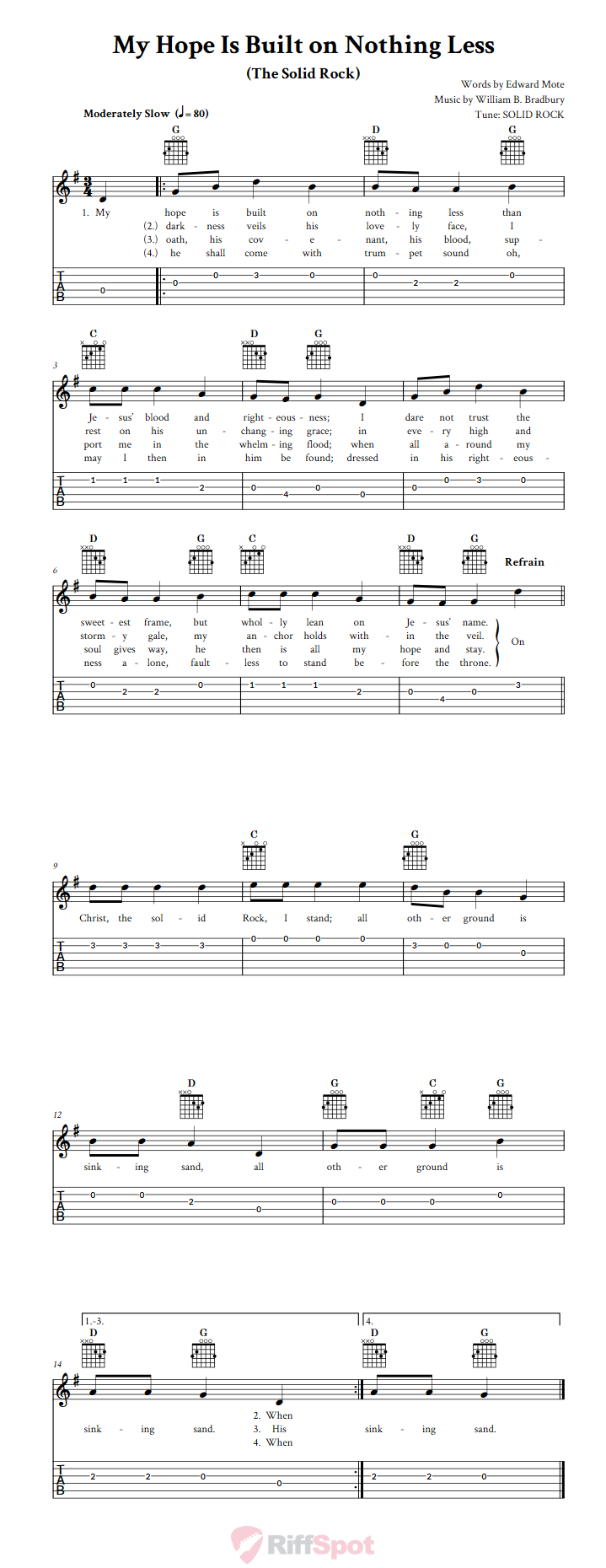 My Hope Is Built on Nothing Less Guitar Tab