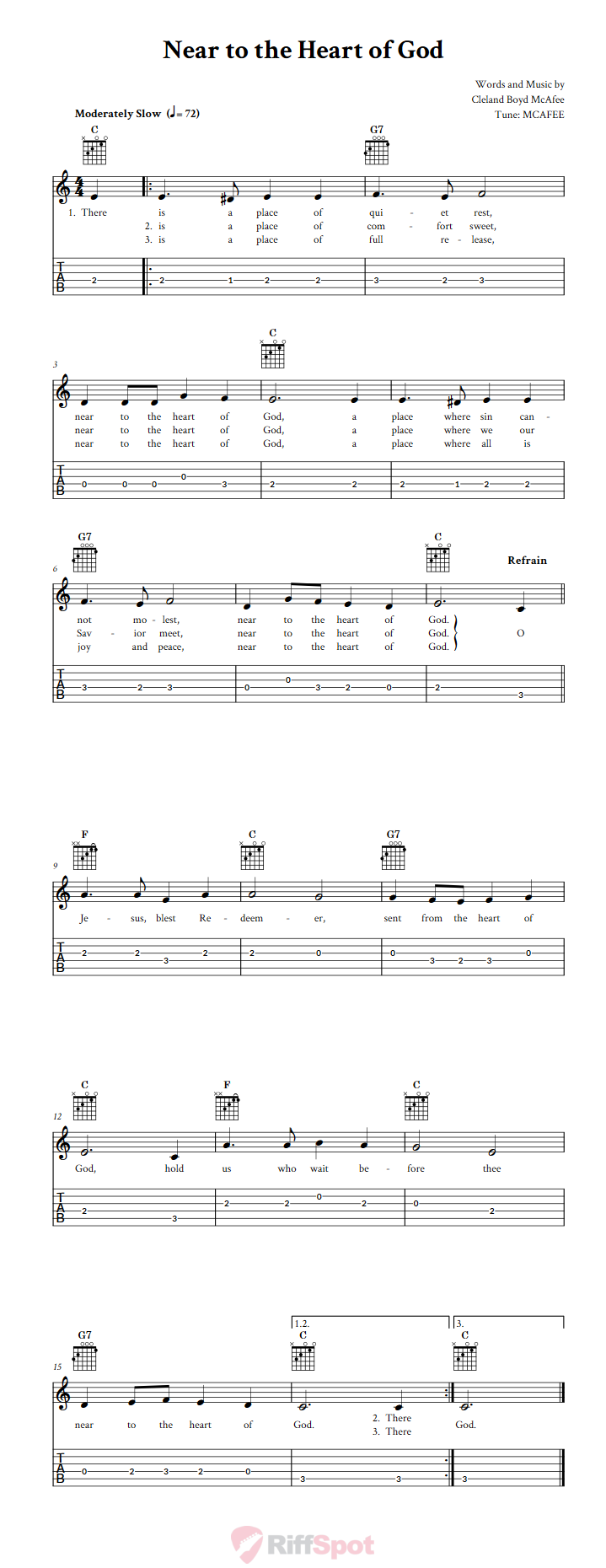 Near to the Heart of God Guitar Tab