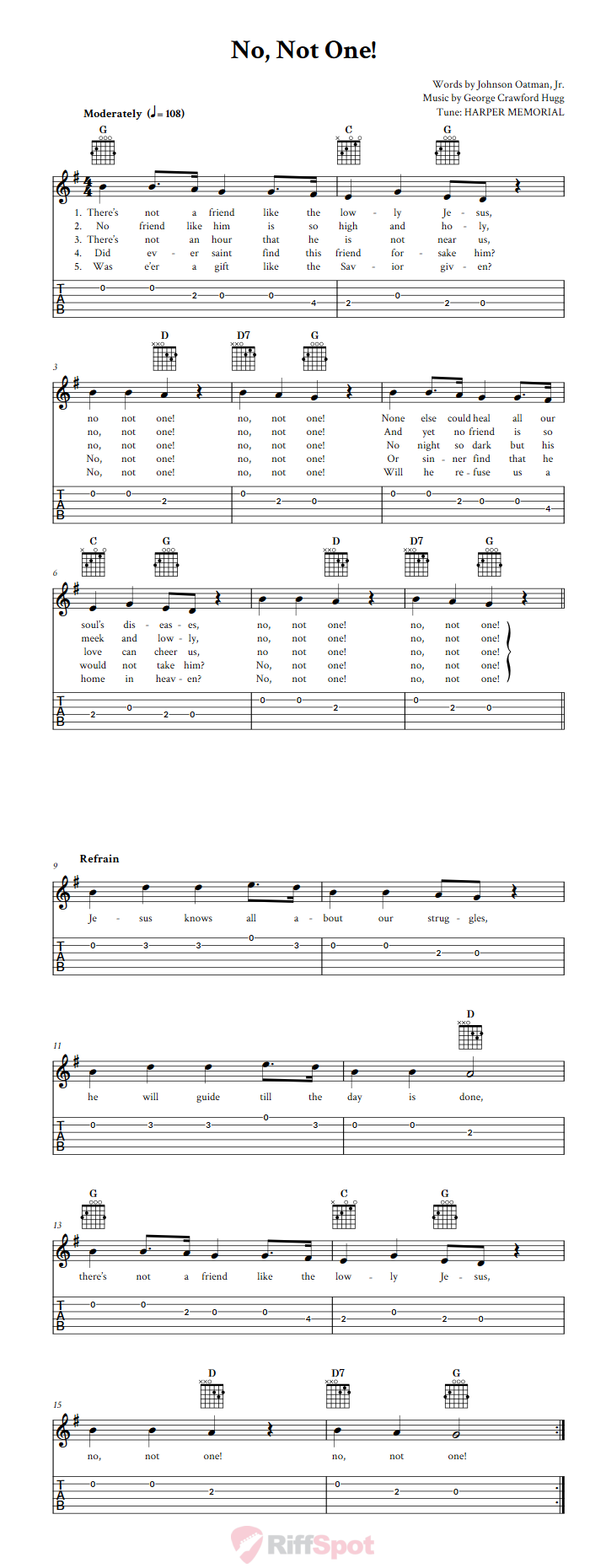 No, Not One! Guitar Tab