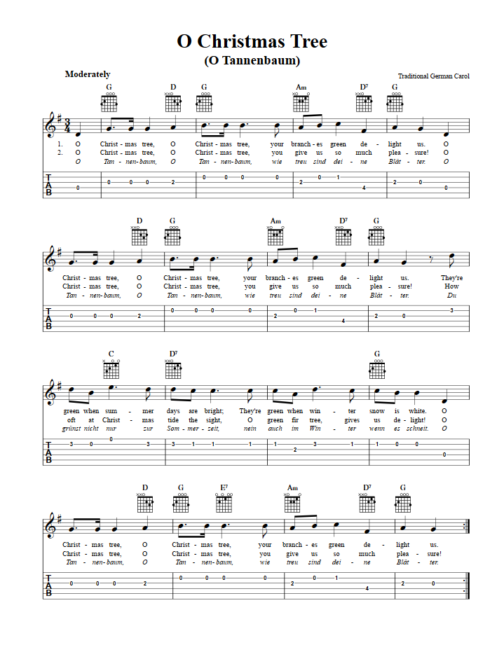 Sæt tabellen op Selvforkælelse Lyrical O Christmas Tree - Easy Guitar Sheet Music and Tab with Chords and Lyrics