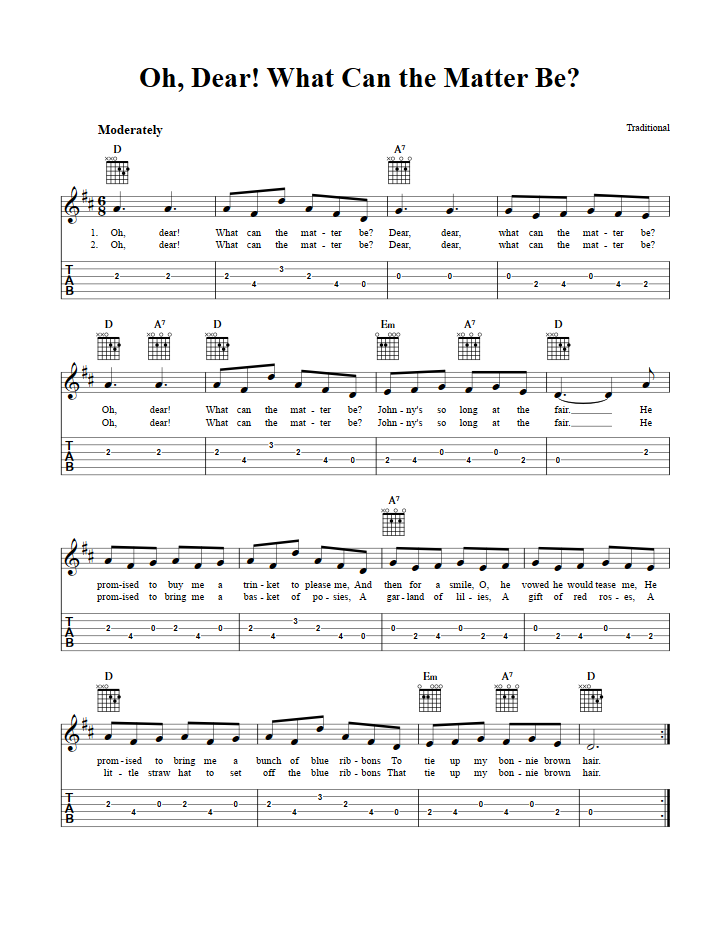 Oh, Dear! What Can the Matter Be? Guitar Tab