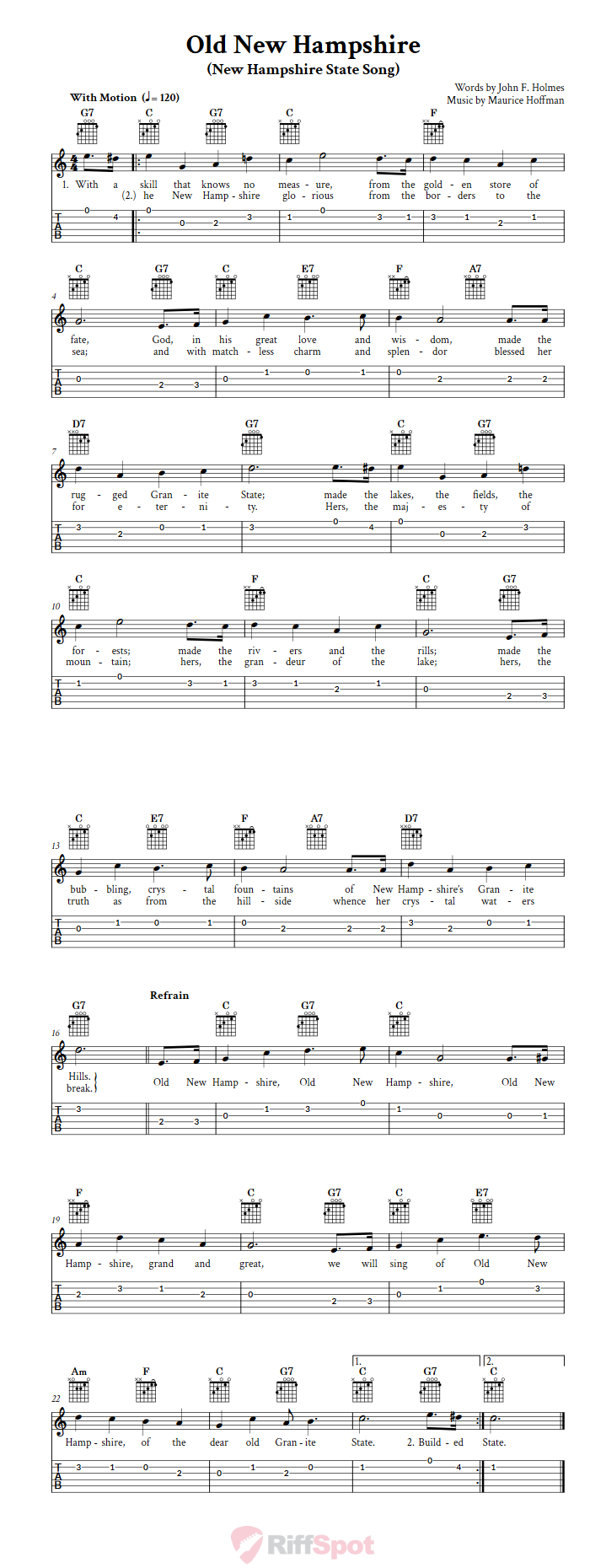 Old New Hampshire Guitar Tab