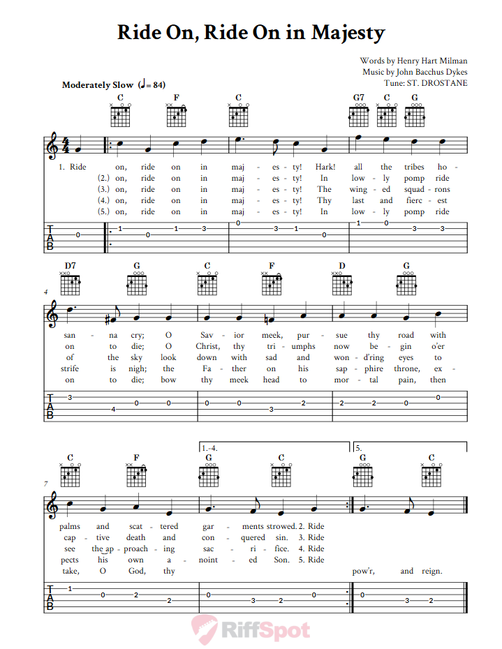 Ride On! Ride On In Majesty Guitar Tab