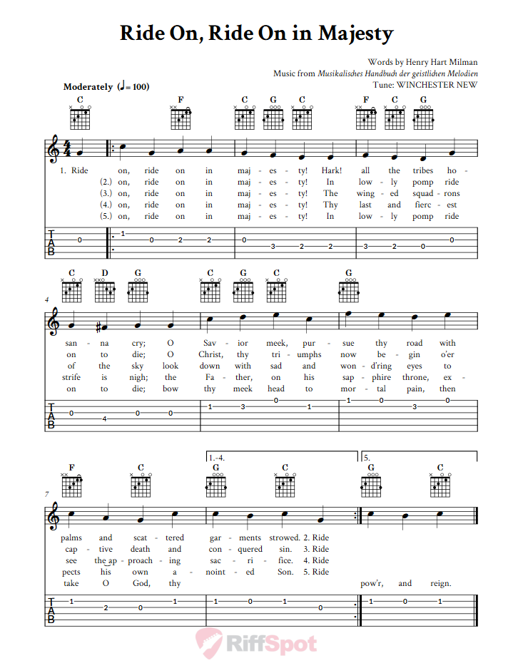 Ride On, Ride On in Majesty Guitar Tab