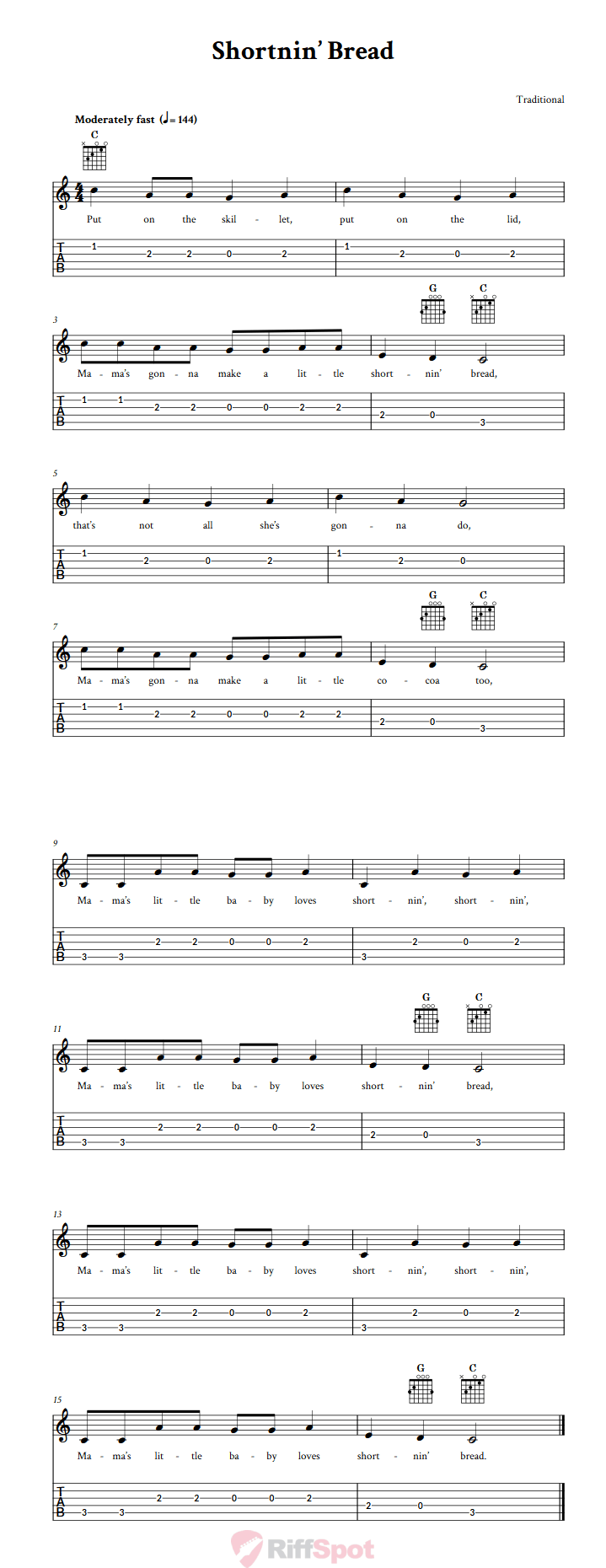 Shortnin' Bread Guitar Tab