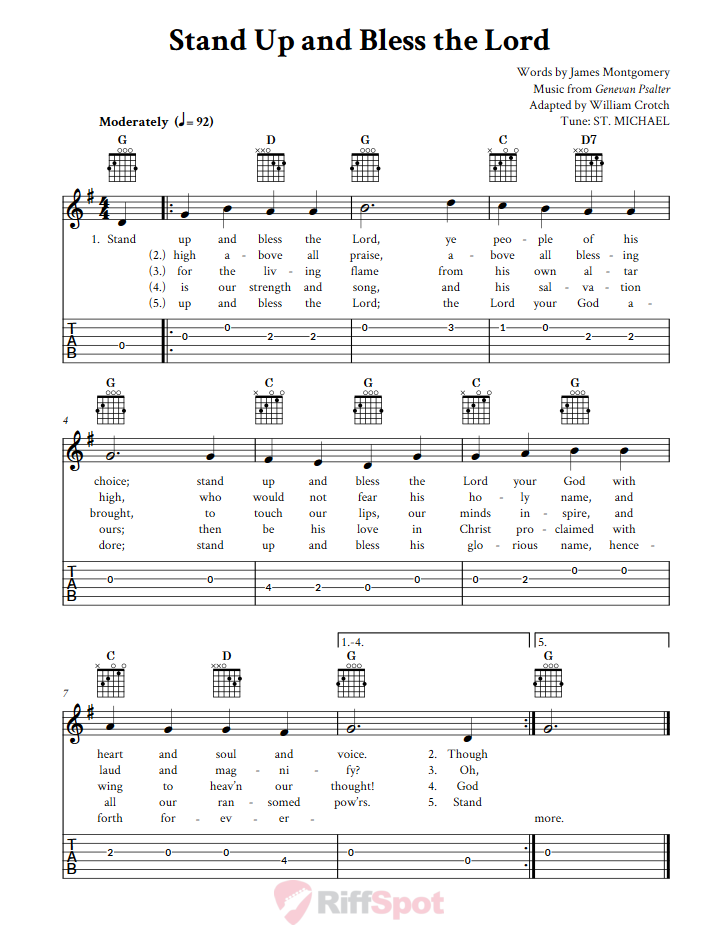 Stand Up and Bless the Lord Guitar Tab