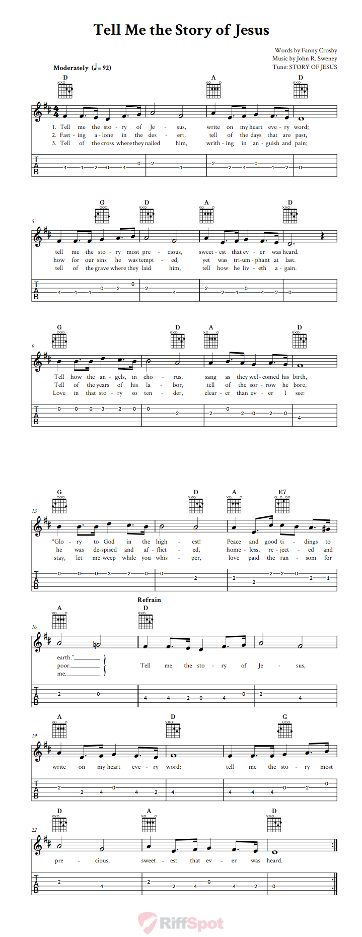 Tell Me the Story of Jesus Guitar Tab