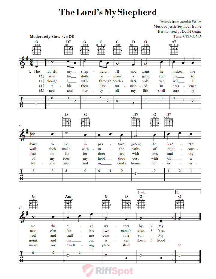 The Lord's My Shepherd Guitar Tab