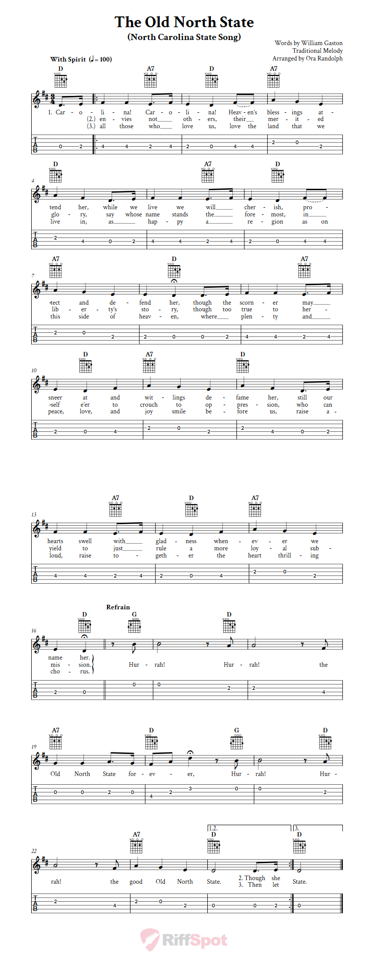 The Old North State Guitar Tab