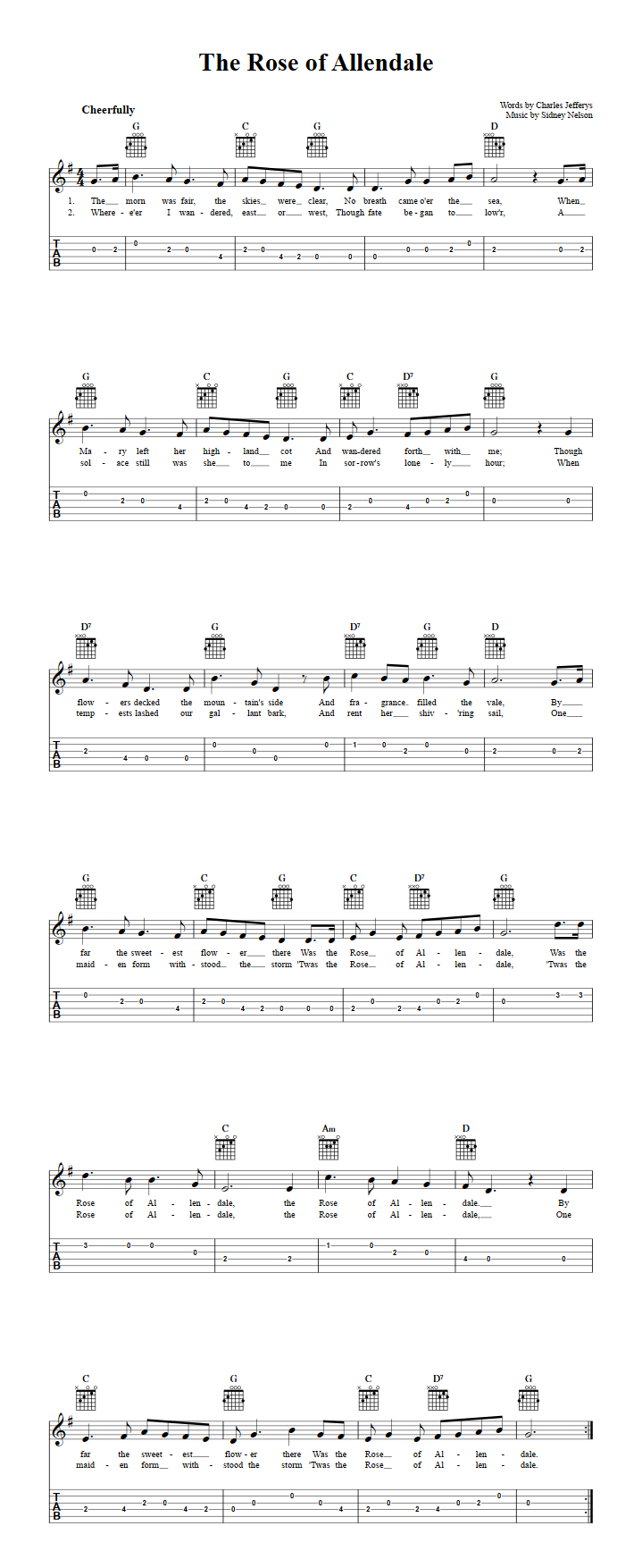 The Rose of Allendale Guitar Tab