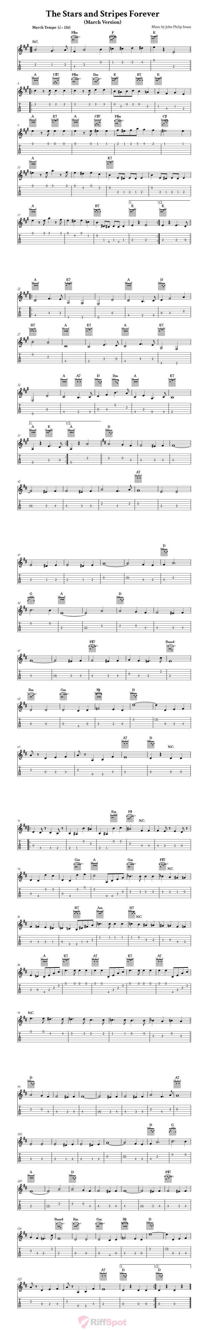The Stars and Stripes Forever (March) Guitar Tab