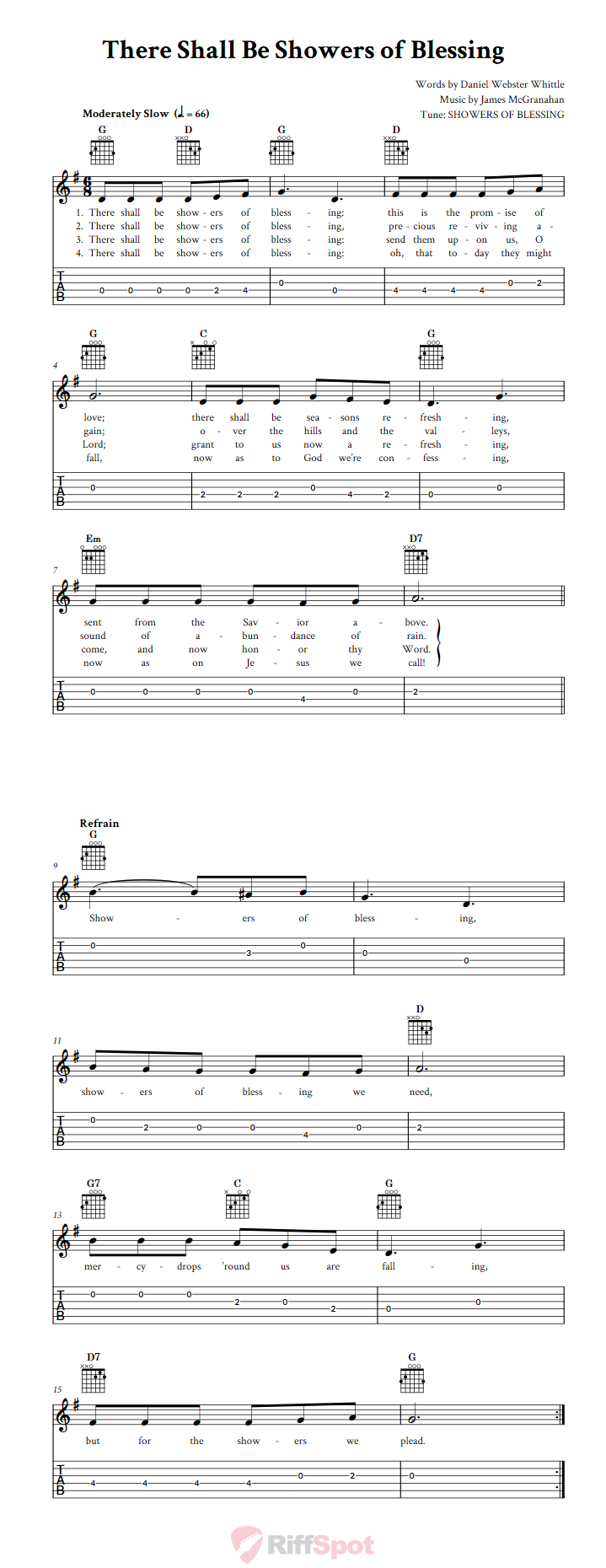 There Shall Be Showers of Blessing Guitar Tab