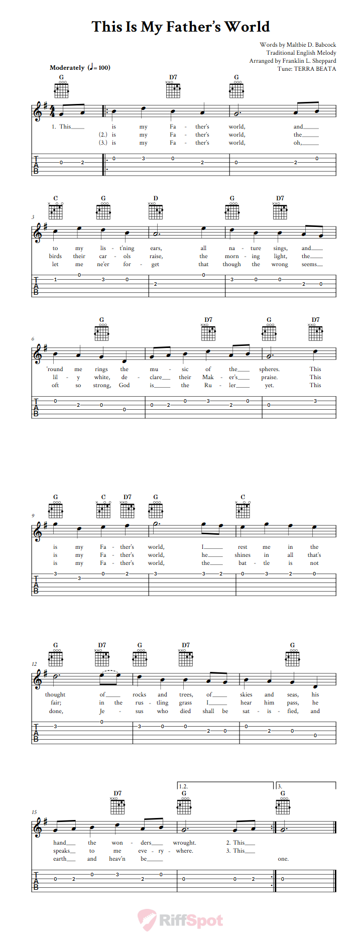 This Is My Father's World Guitar Tab