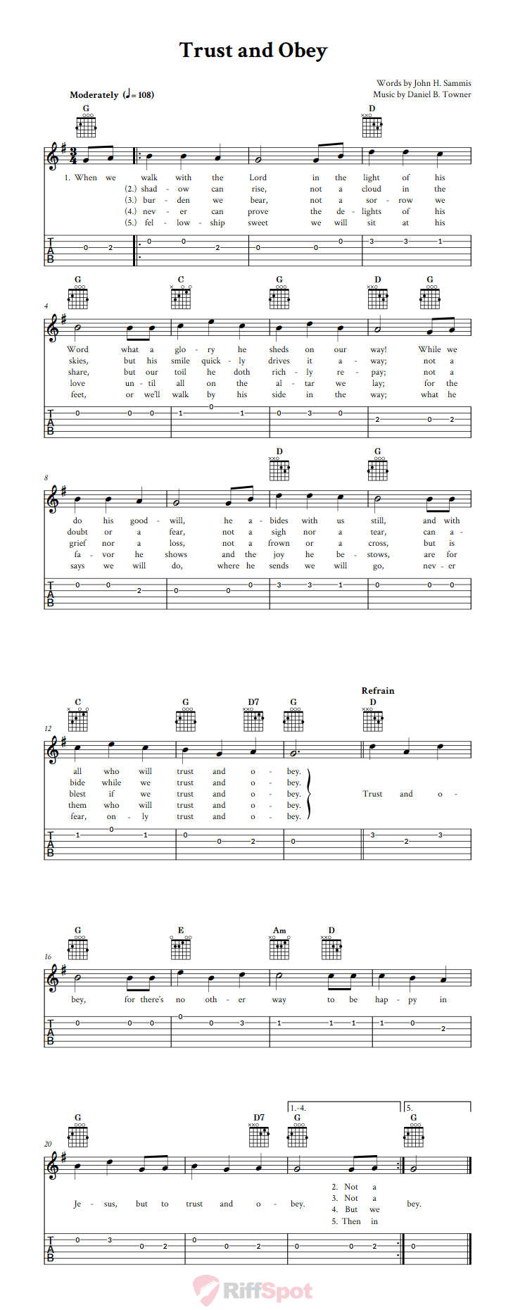 Trust and Obey Guitar Tab