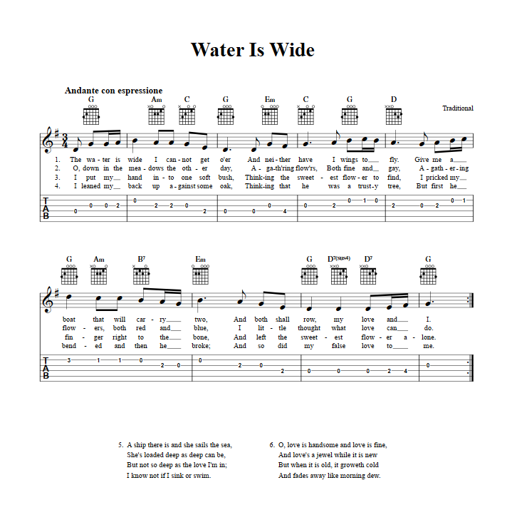 Water Is Wide Guitar Tab