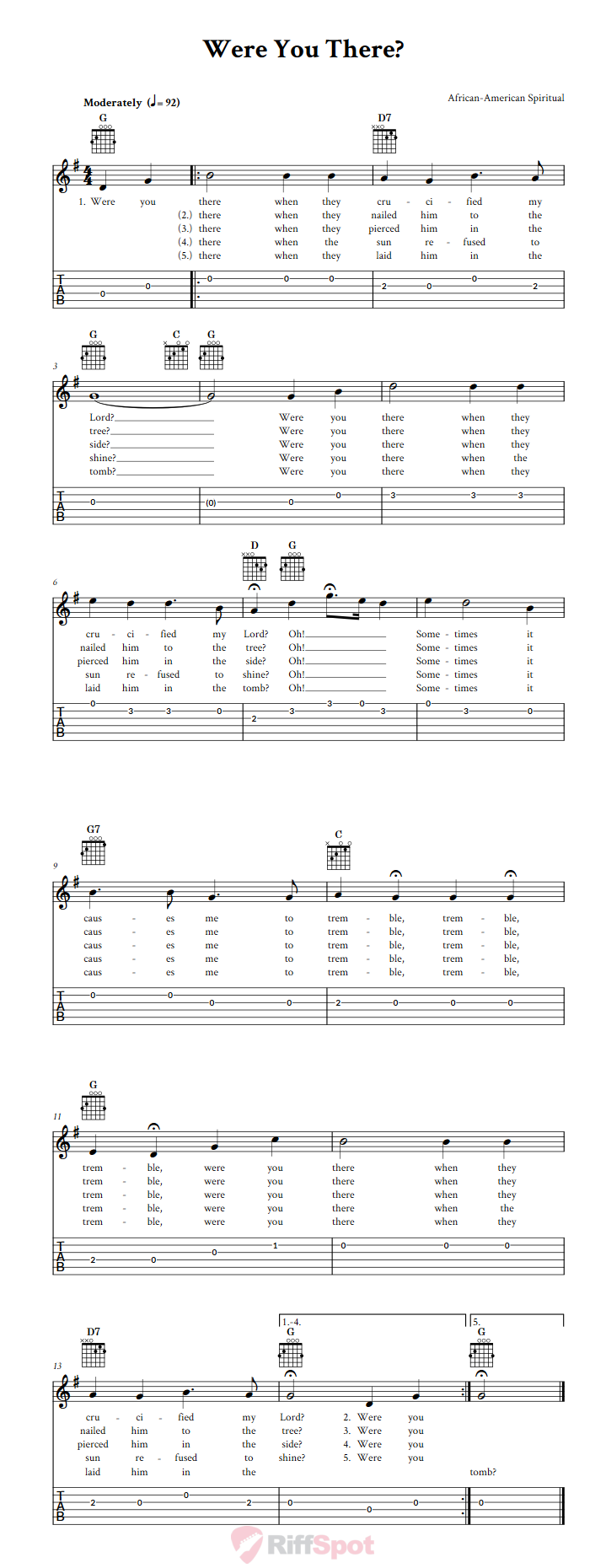 Were You There? Guitar Tab
