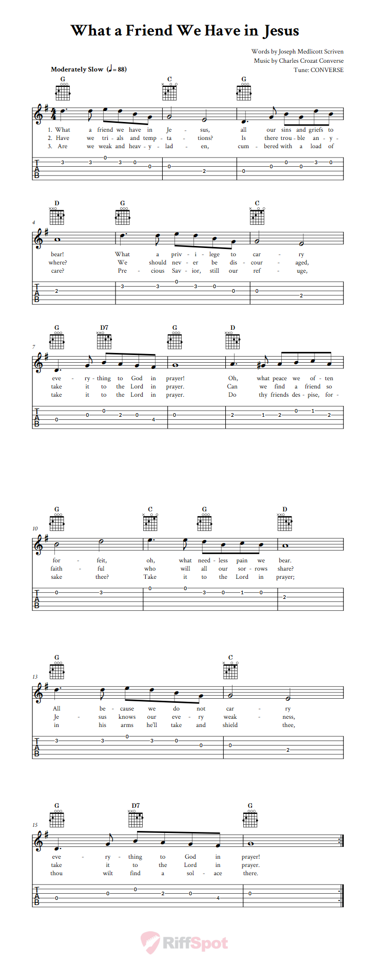 What a Friend We Have in Jesus Guitar Tab