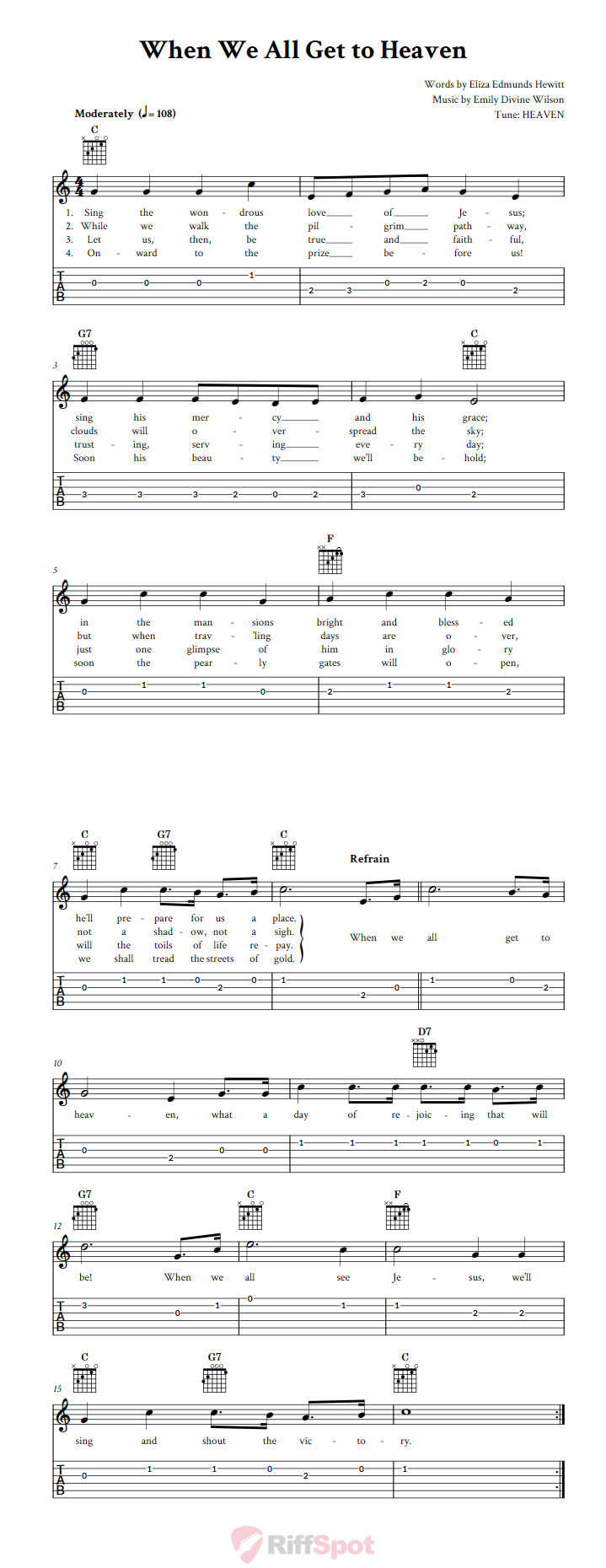 When We All Get to Heaven Guitar Tab