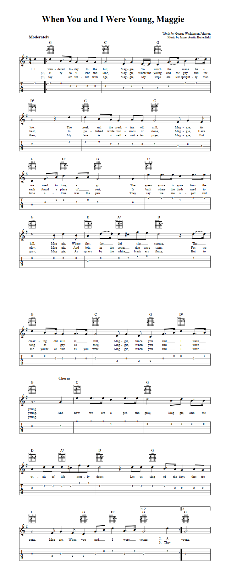 When You and I Were Young, Maggie Guitar Tab