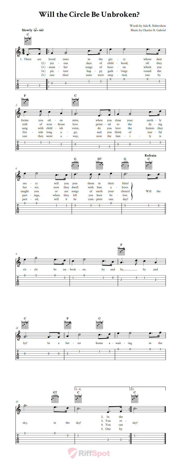 Will the Circle Be Unbroken? Guitar Tab