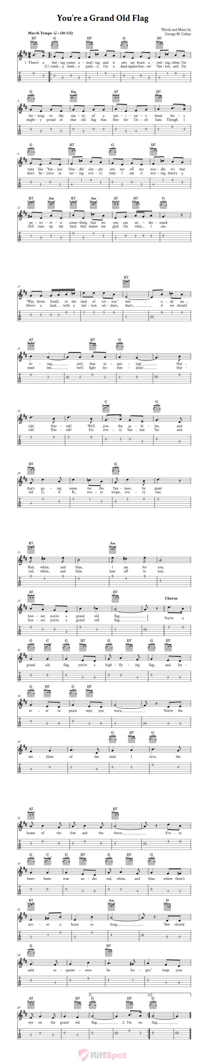 You're a Grand Old Flag Guitar Tab