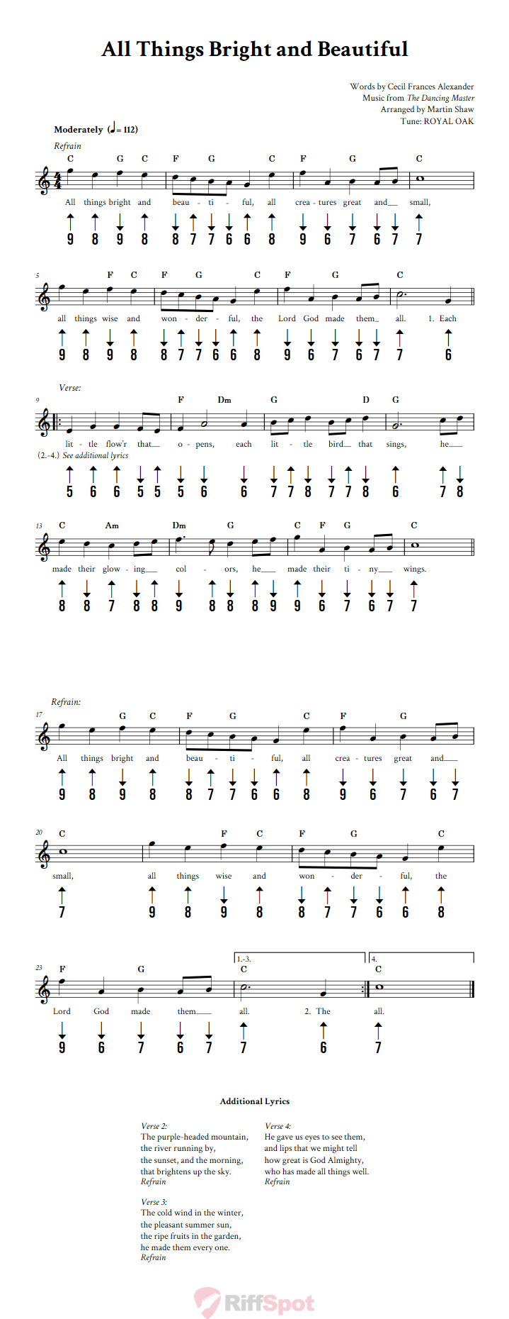 All Things Bright and Beautiful Harmonica Tab