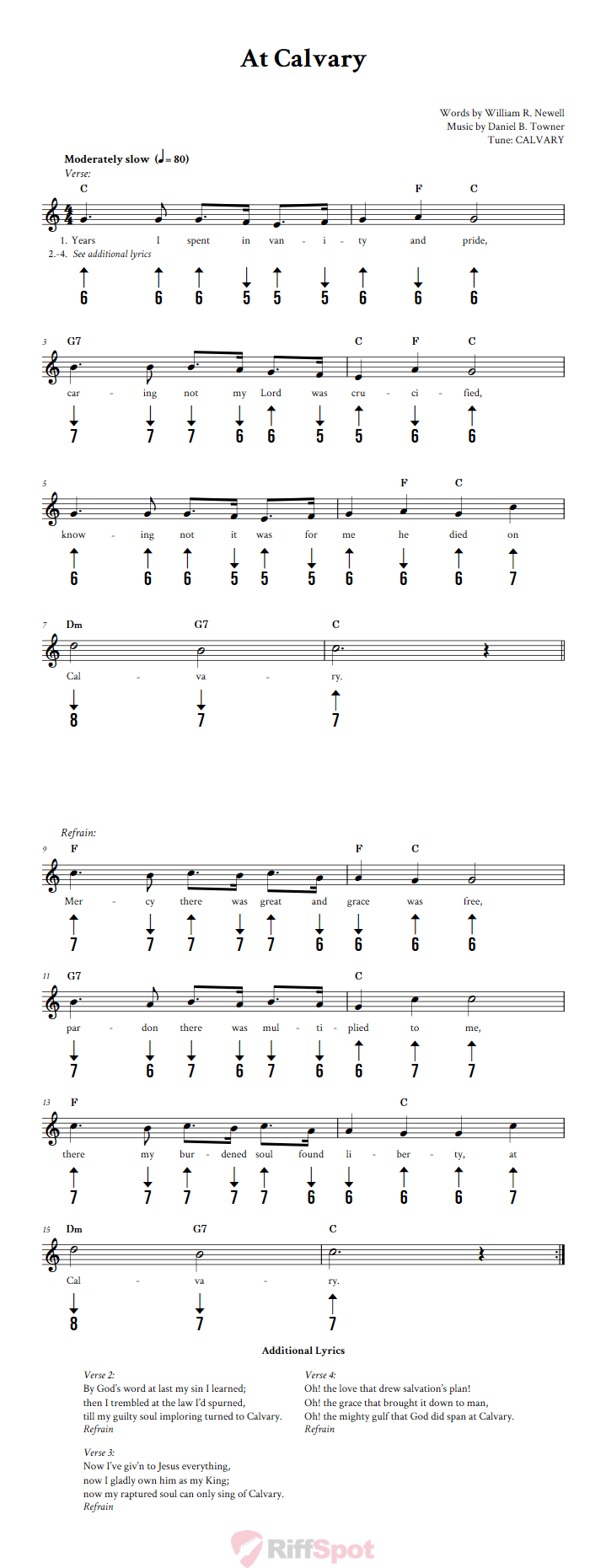At Calvary Harmonica Tab