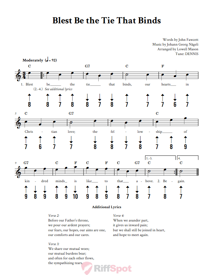 Blest Be The Tie That Binds Harmonica Tab
