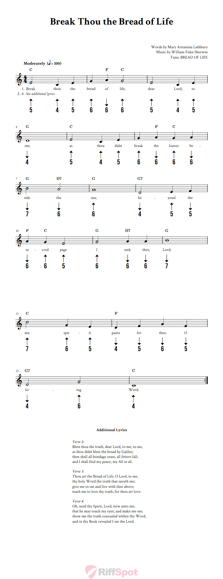 Break Thou The Bread Of Life Harmonica Tab