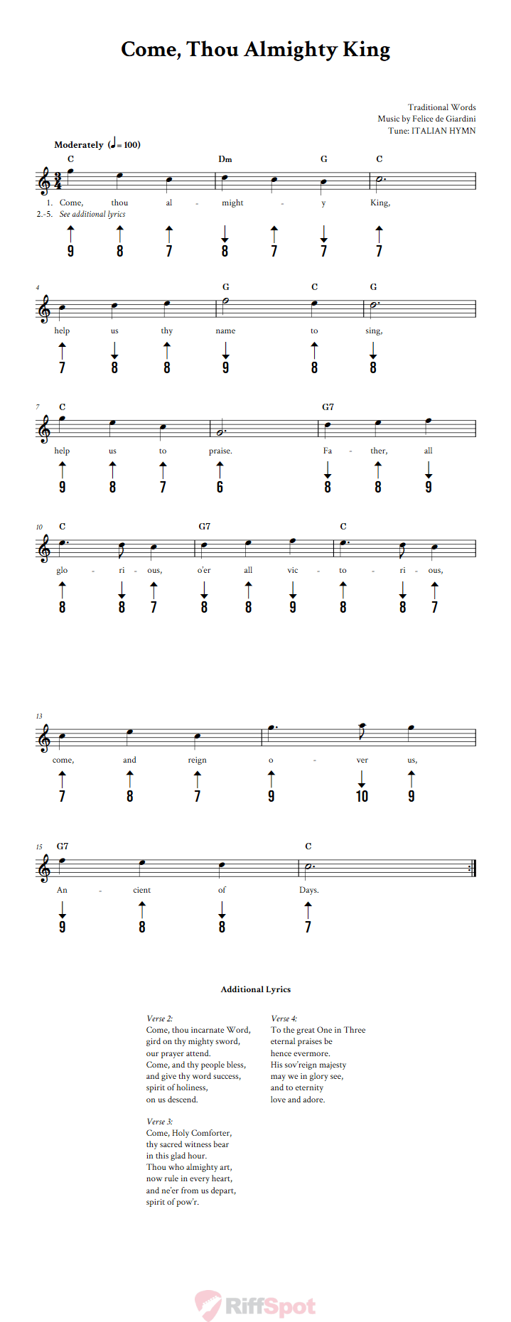 Come, Thou Almighty King Harmonica Tab
