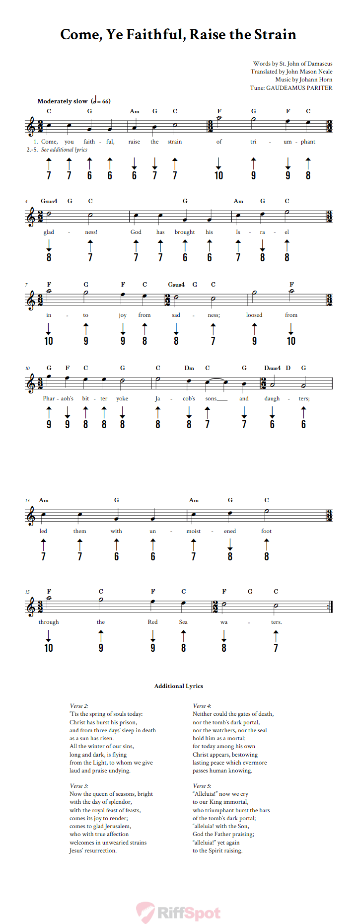 Come, Ye Faithful, Raise the Strain Harmonica Tab