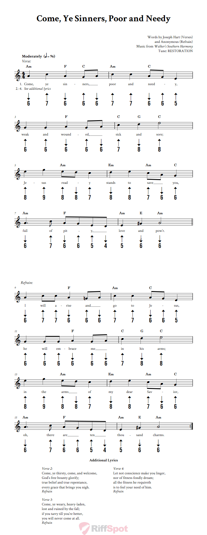 Come, Ye Sinners, Poor and Needy Harmonica Tab