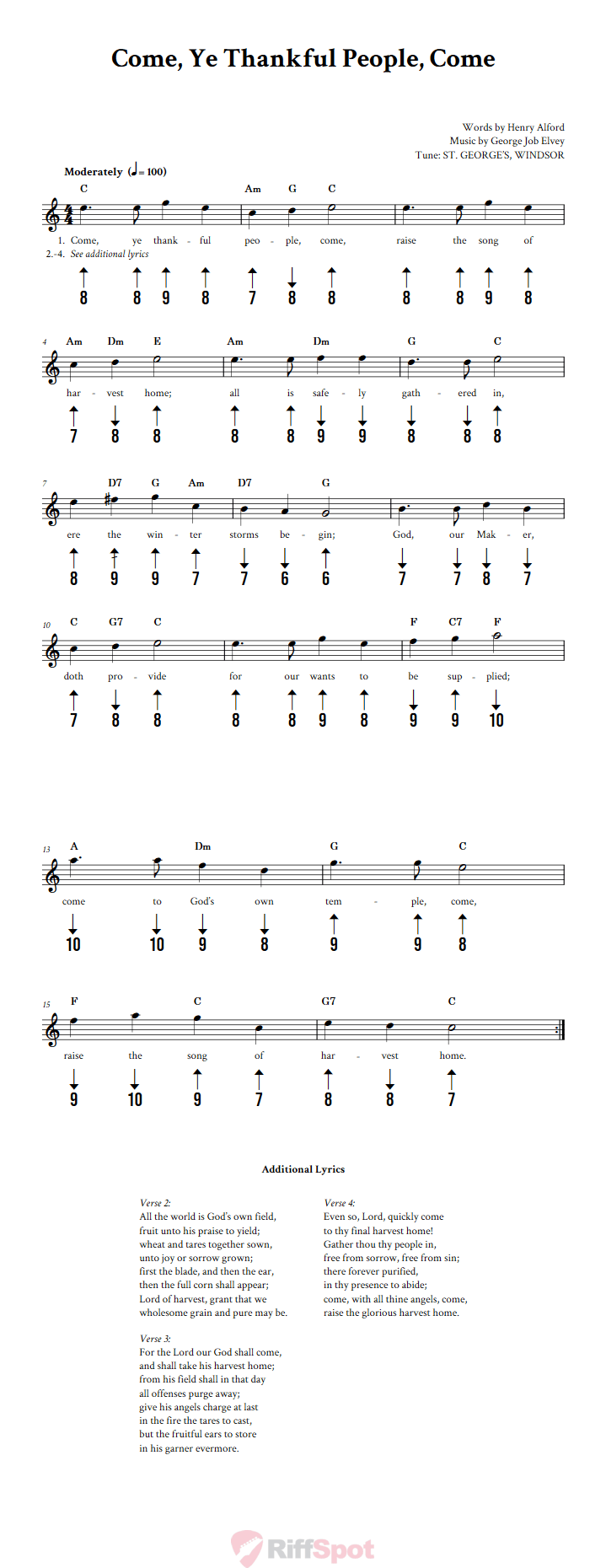 Come, Ye Thankful People, Come Harmonica Tab
