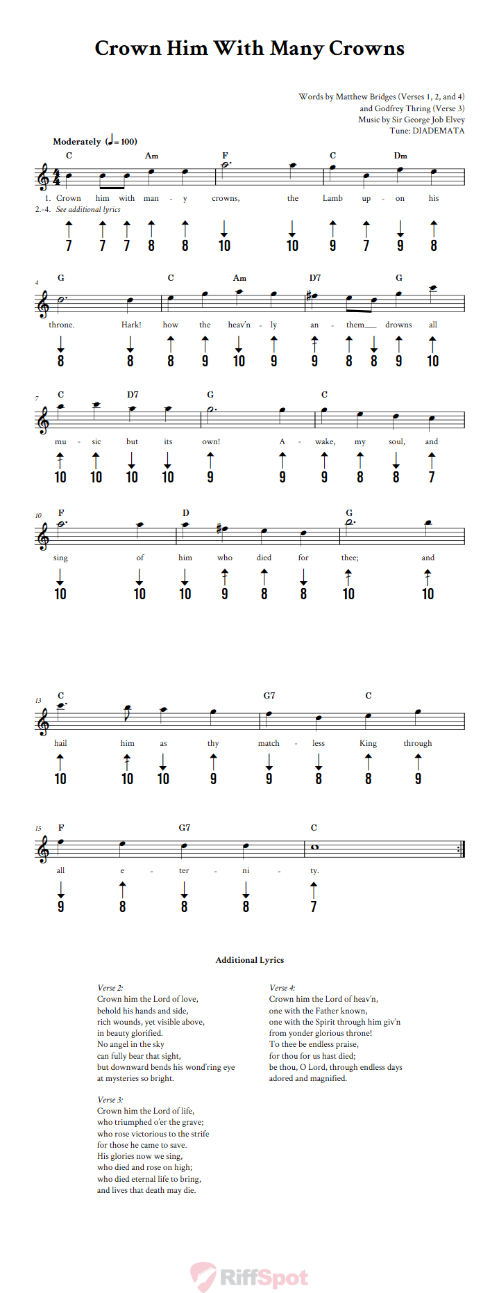 Crown Him with Many Crowns Harmonica Tab