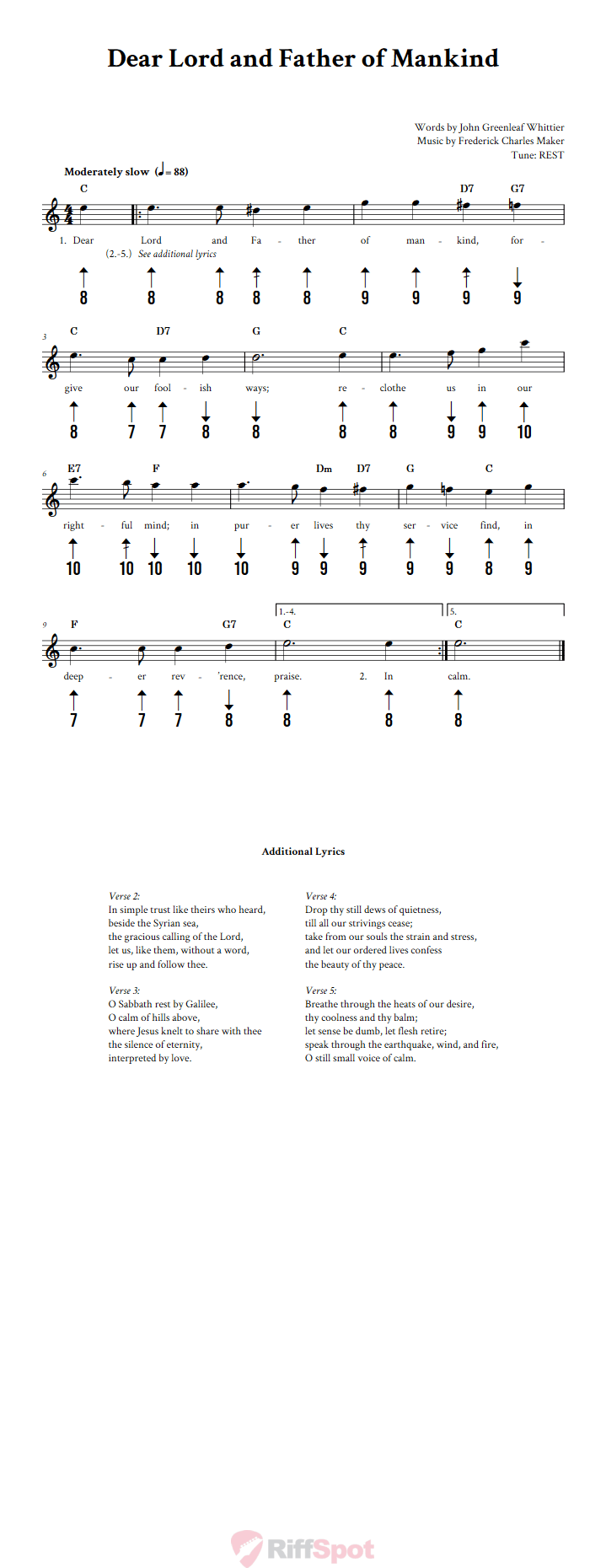 Dear Lord and Father of Mankind Harmonica Tab