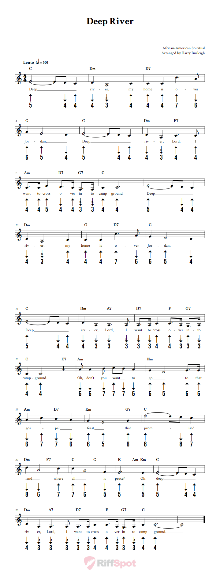 Deep River Harmonica Tab