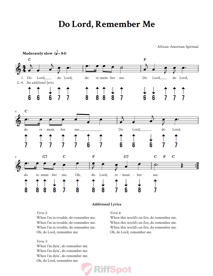 Do Lord, Remember Me Harmonica Tab