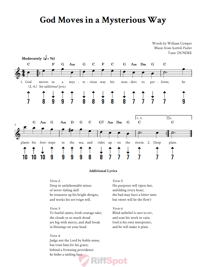 God Moves in a Mysterious Way Harmonica Tab