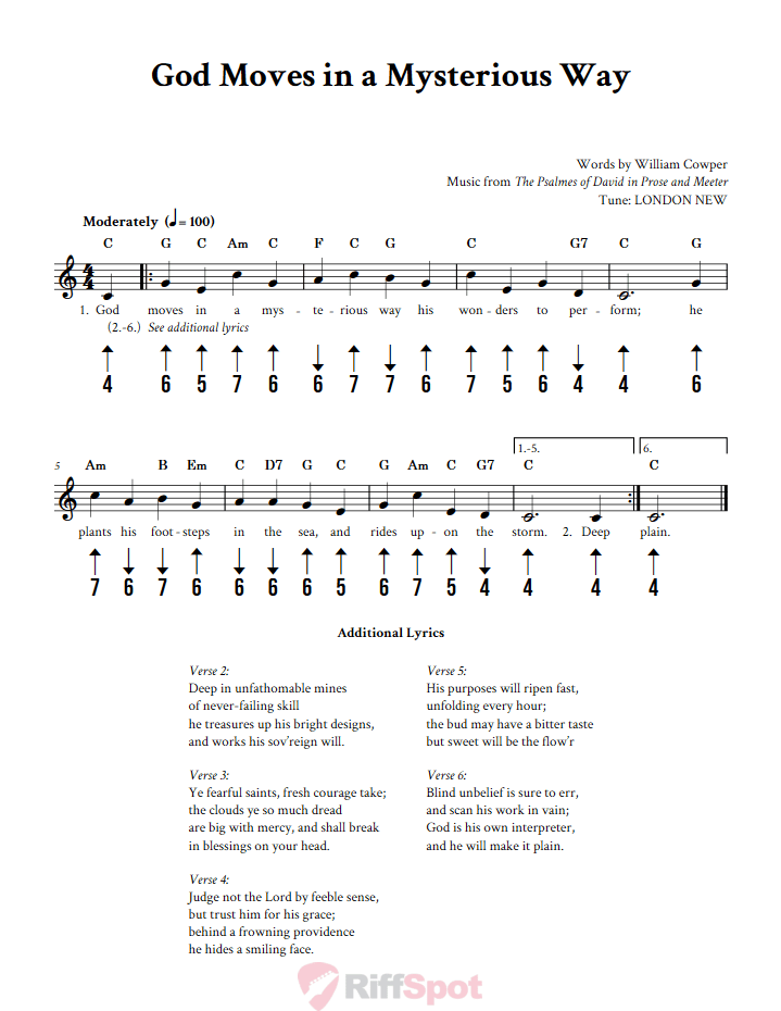 God Moves in a Mysterious Way Harmonica Tab