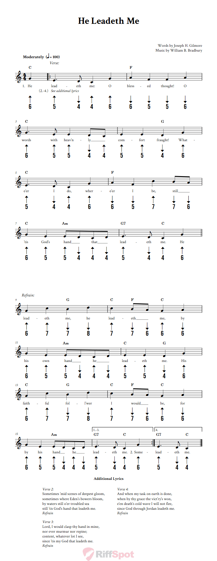 He Leadeth Me Harmonica Tab